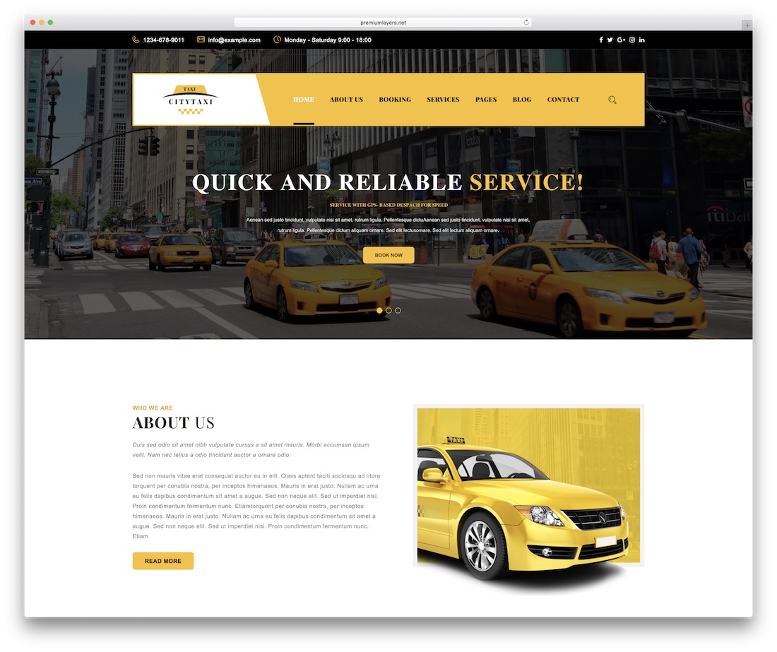 Citytaxi-Automobil-Website-Vorlage