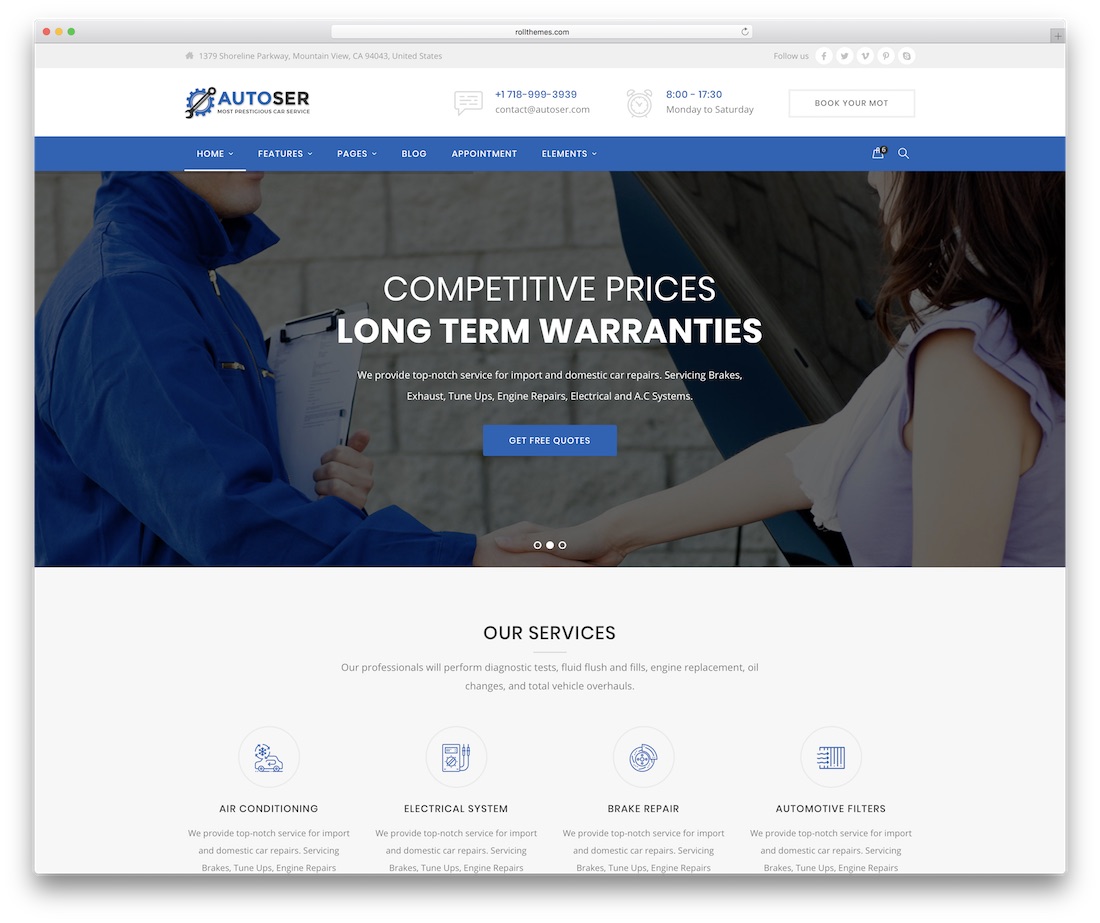Autoservice Auto-Website-Vorlage