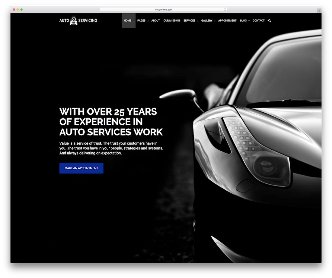 Vorlage für Autoservice-Websites