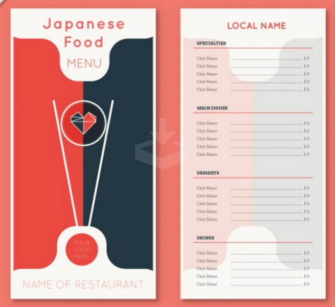 日本料理菜單模板
