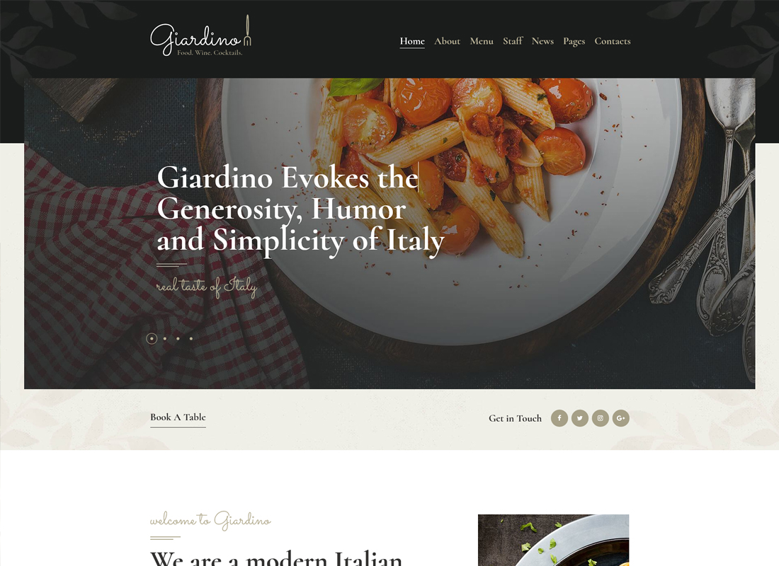 Giardino | Ein italienisches Restaurant & Café WordPress Theme