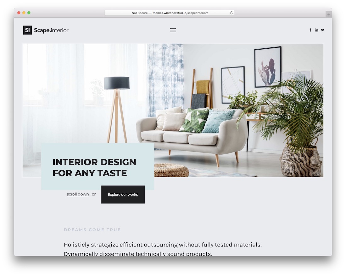 Scape Innenarchitektur WordPress Theme