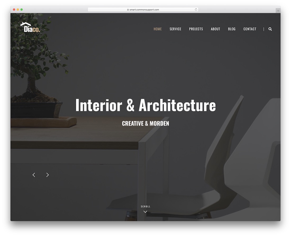 Diaco Innenarchitektur WordPress Theme