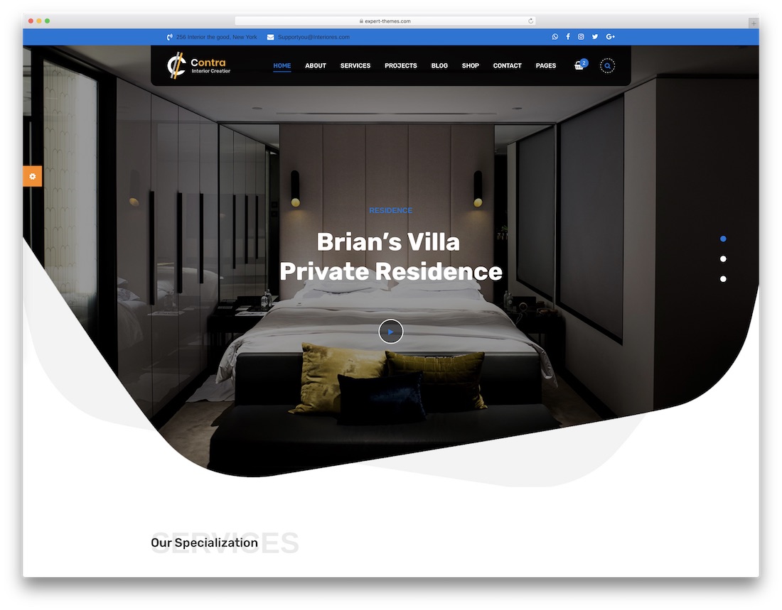 șablon site web contra design interior
