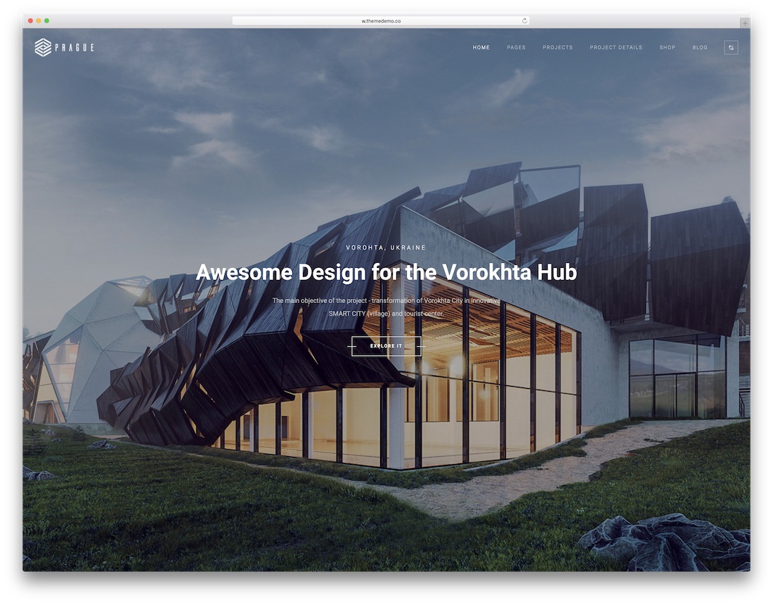 șablon site web design interior praga