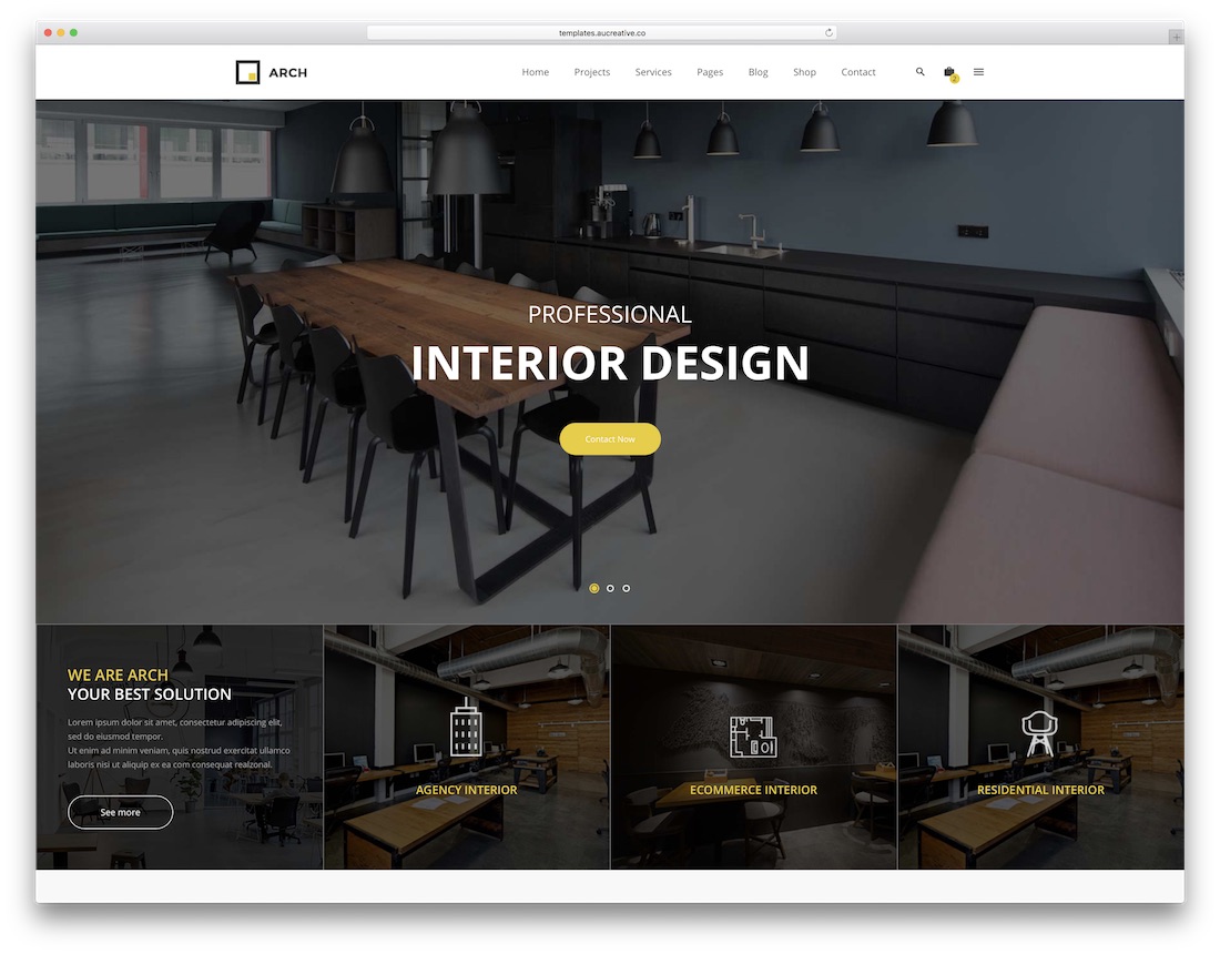 șablon site web design arc interior