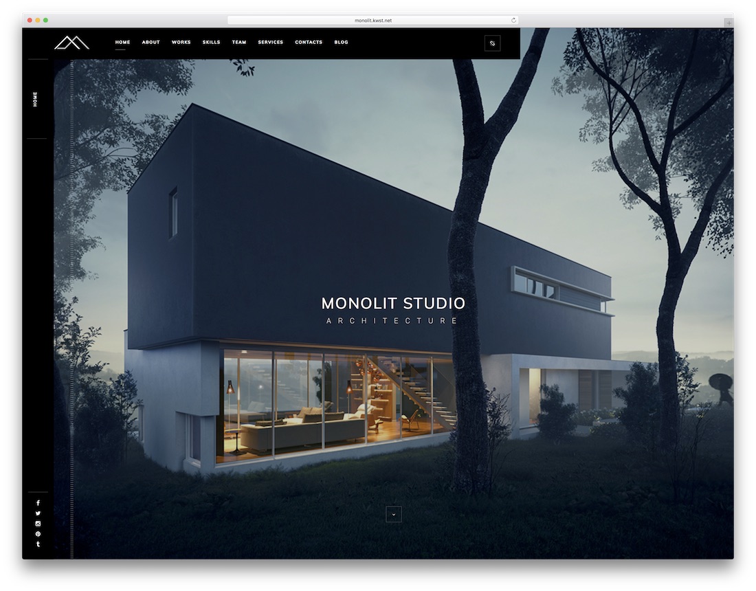 șablon site web de design interior monolit