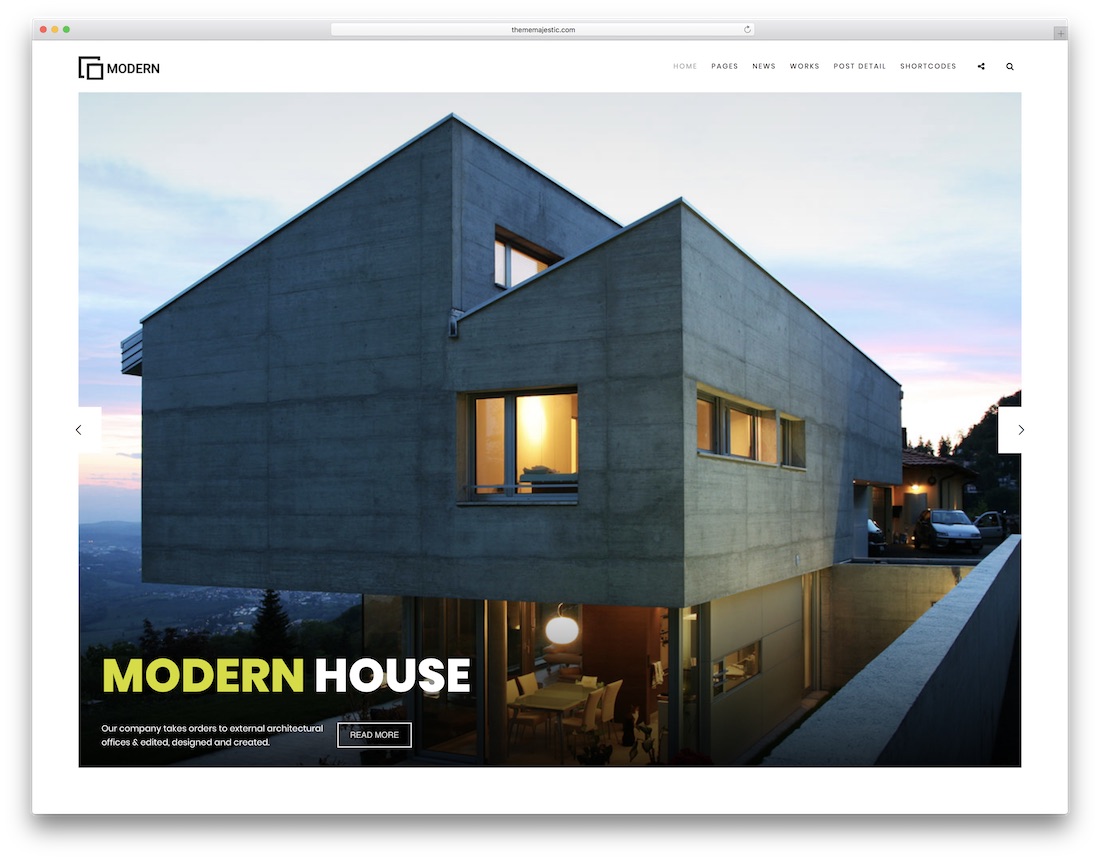 șablon de site web modern de design interior