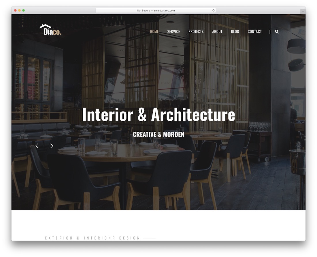 șablon site web design interior diaco