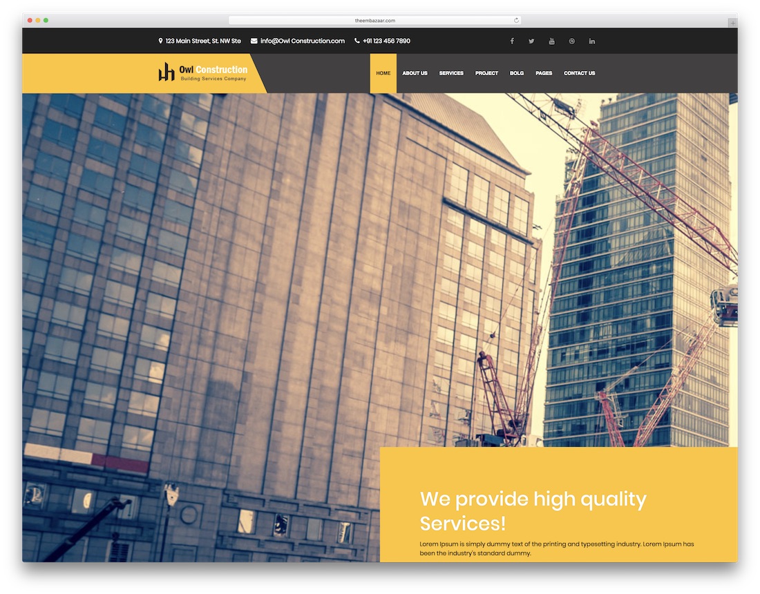 șablon site web de construcție bufniță design interior