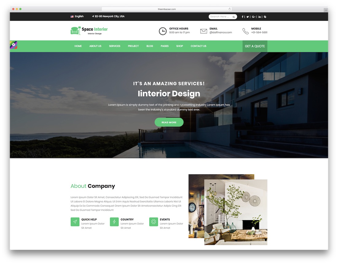 șablon site web design interior spațiu