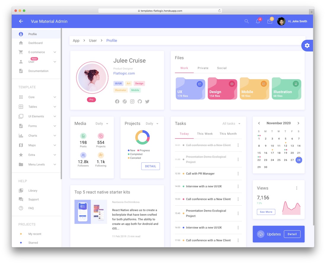 plantilla de material vue