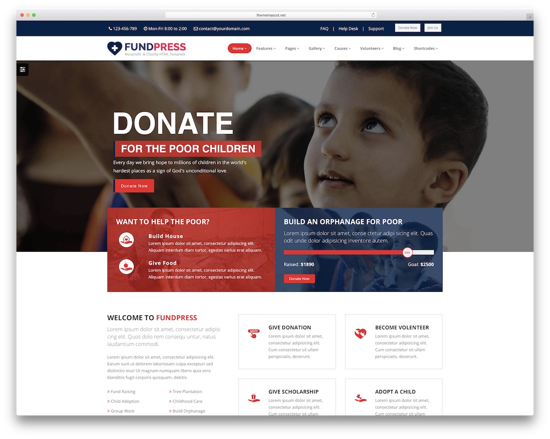 fundpress website template