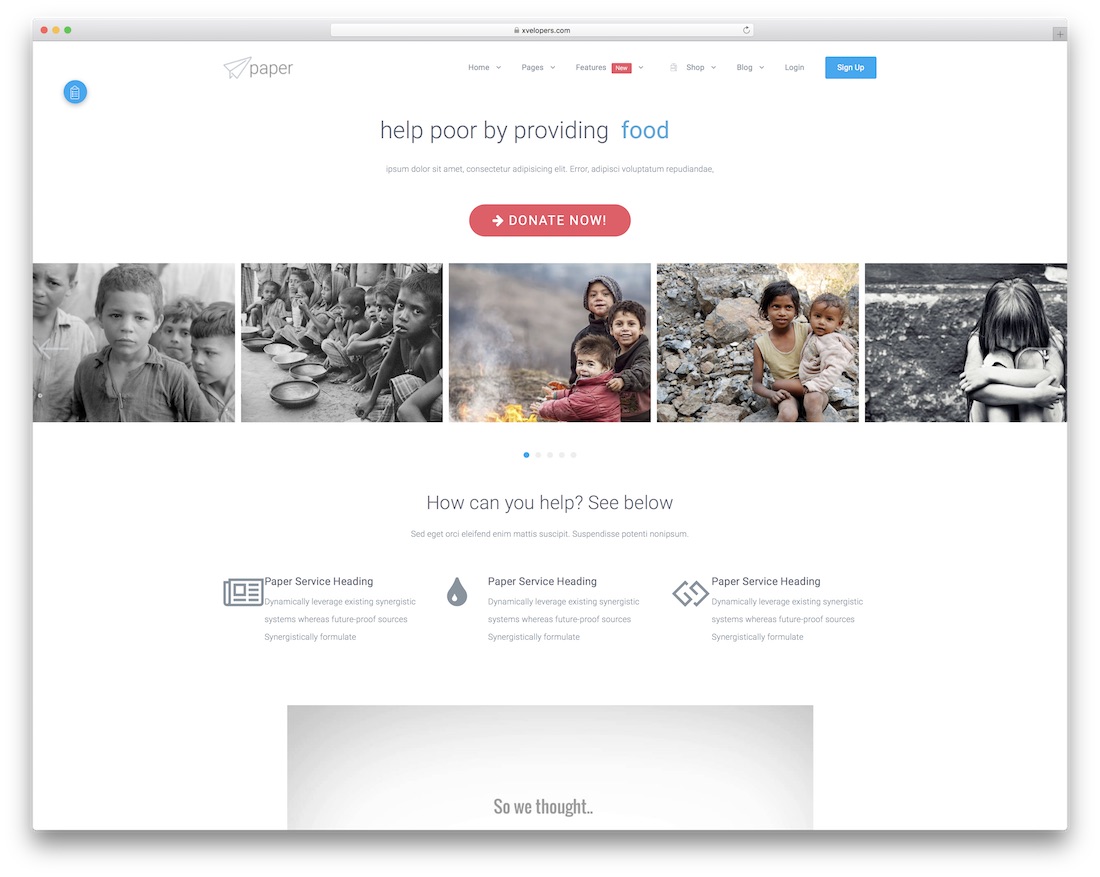 paper website template