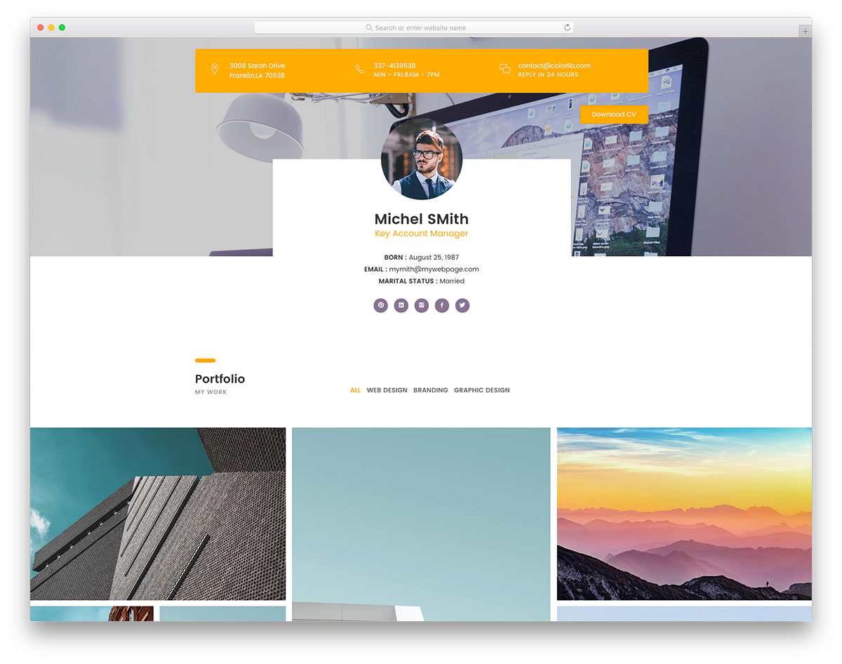 Plantilla gratuita de portafolio de CV