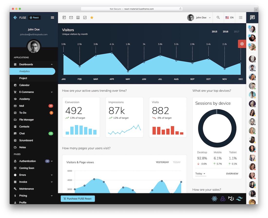 퓨즈 재료 UI 관리 템플릿