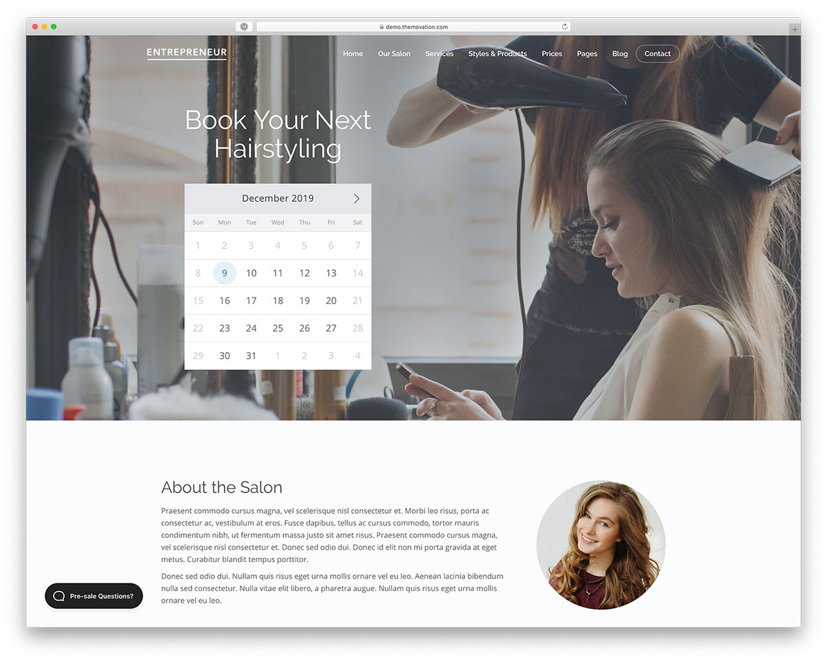미용사 WordPress 테마