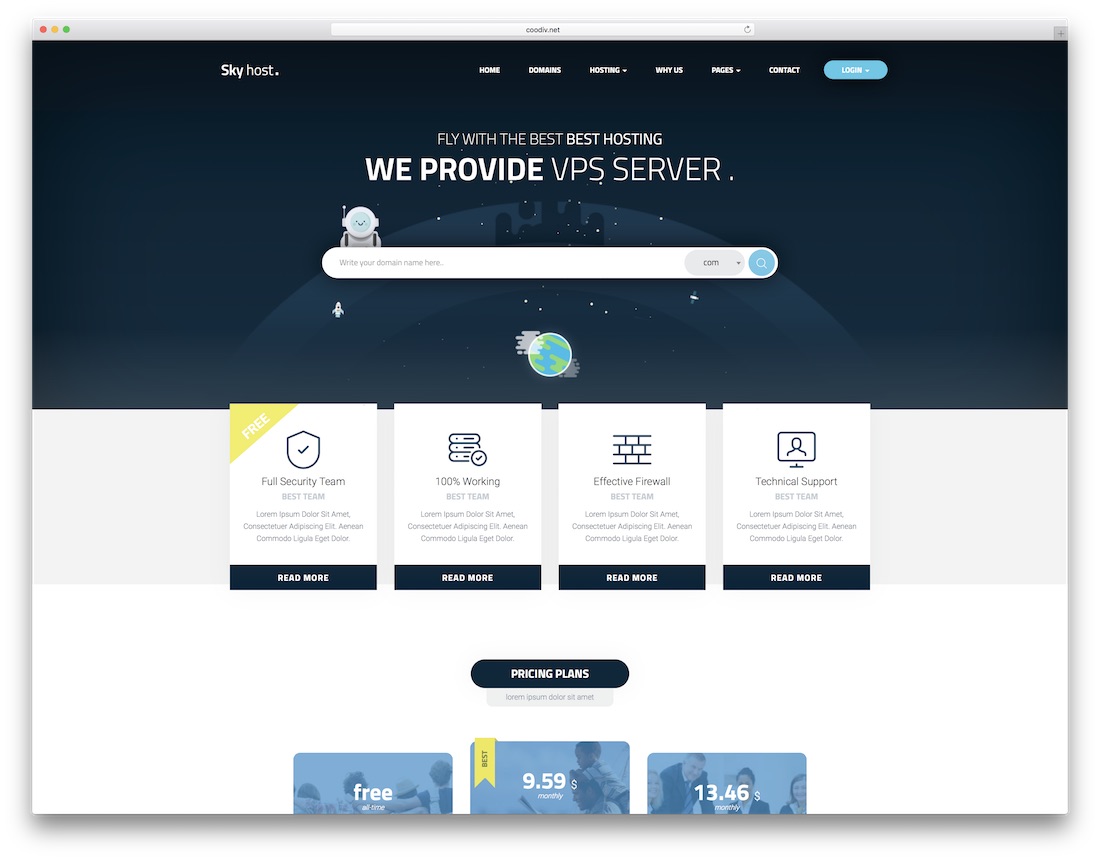เทมเพลตเว็บไซต์เทคโนโลยี skyhost