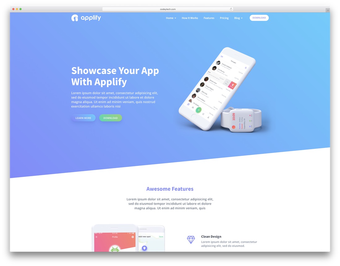 เทมเพลตเว็บไซต์เทคโนโลยี applify