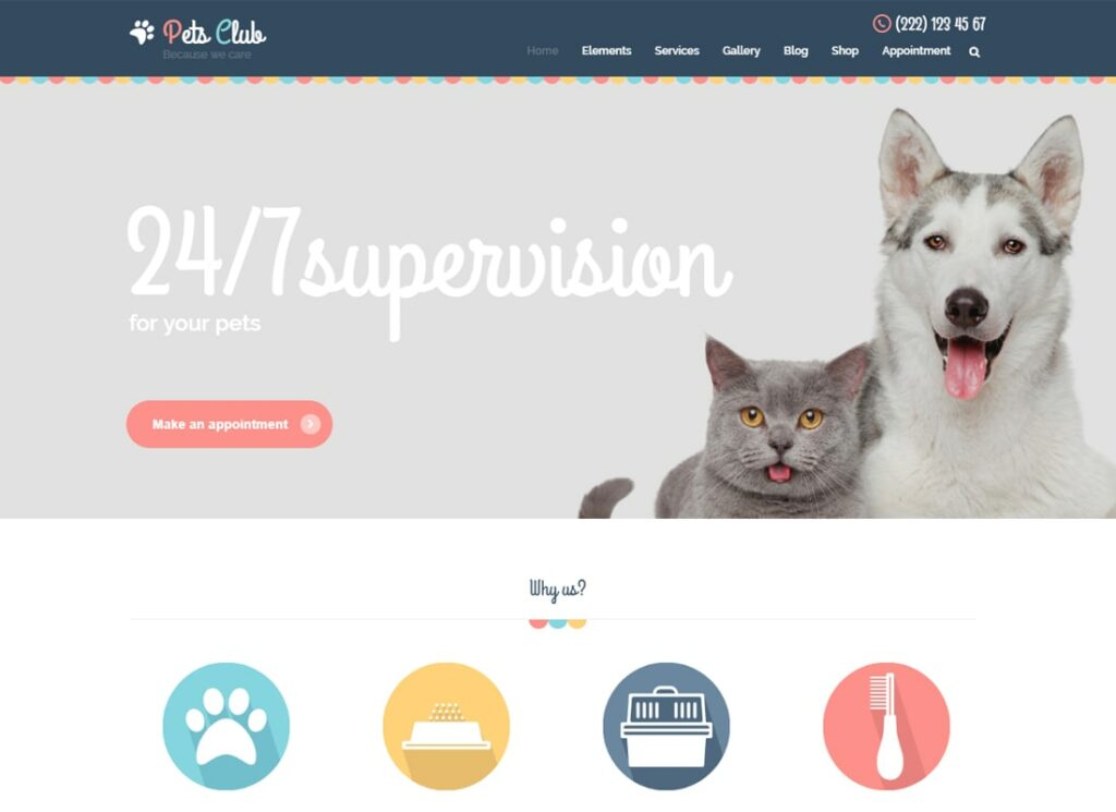 Club de mascotas | Tema de WordPress para tienda de mascotas y cría veterinaria