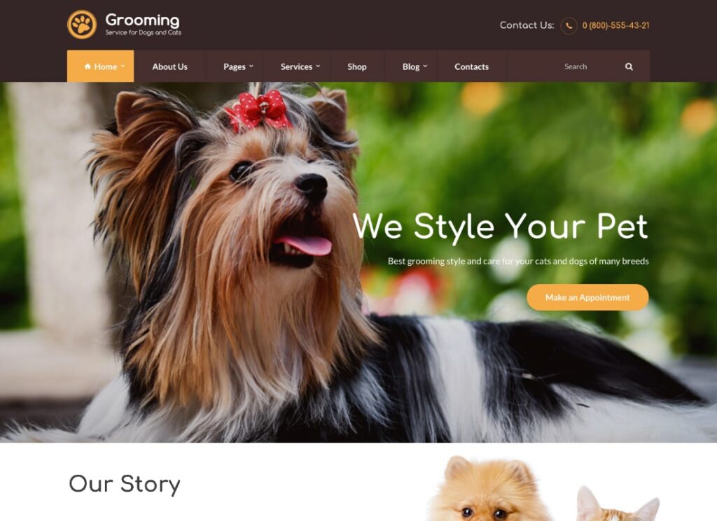 Aseo | Tema de WordPress para tienda de mascotas y médico veterinario