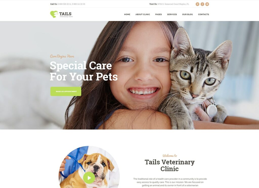 Colas | Tema de WordPress para clínica veterinaria, cuidado de mascotas y animales + Tienda