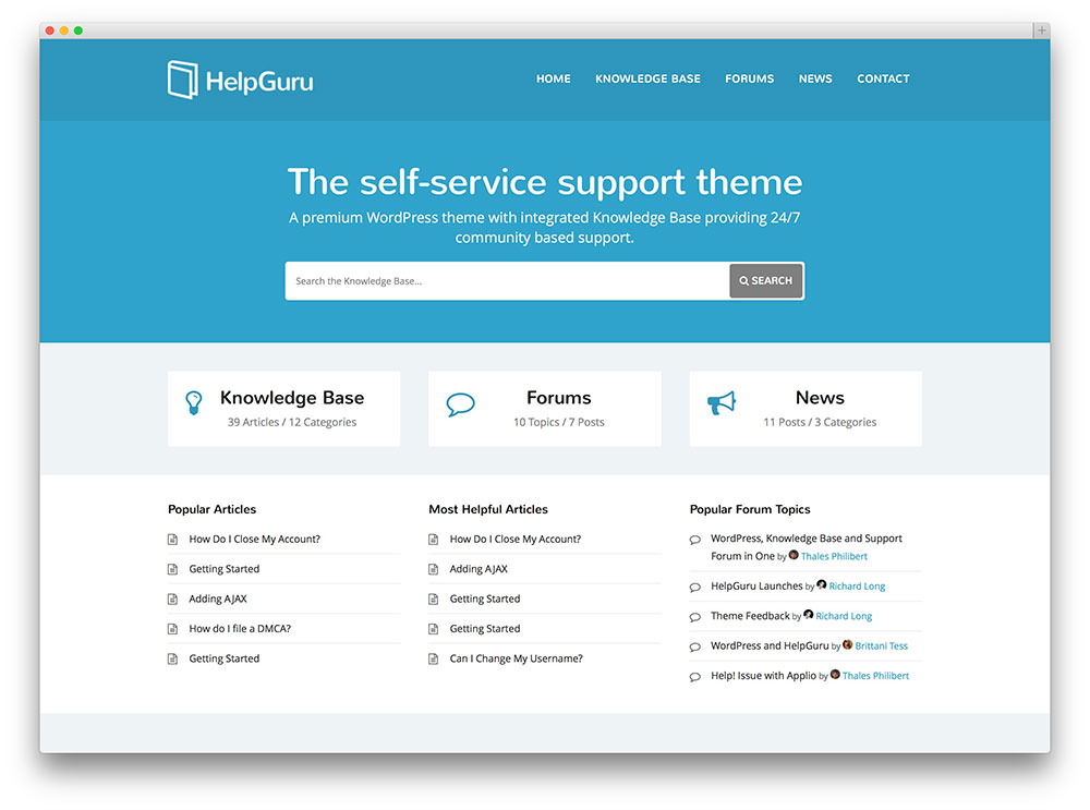 helpguru доступная тема для техподдержки wordpress