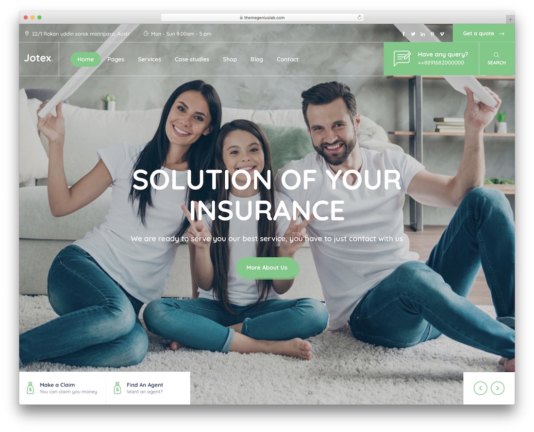 WordPress тема страховки jotex
