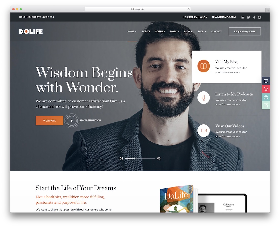 тема WordPress для тренеров dolife