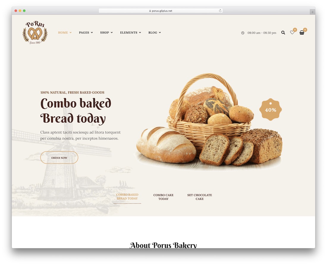 面包店的 porus wordpress 主题
