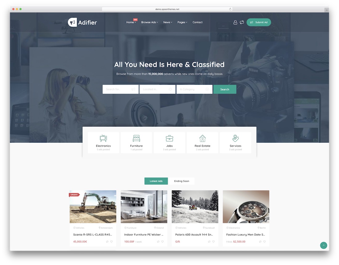 tema del directorio de anuncios clasificados de wordpress adifier