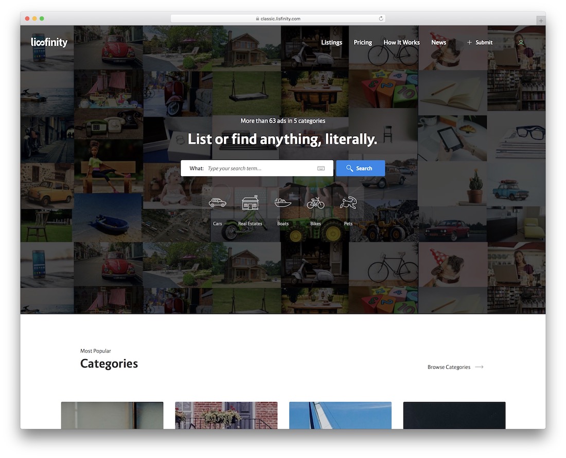 tema de anuncios clasificados de wordpress de lisfinity