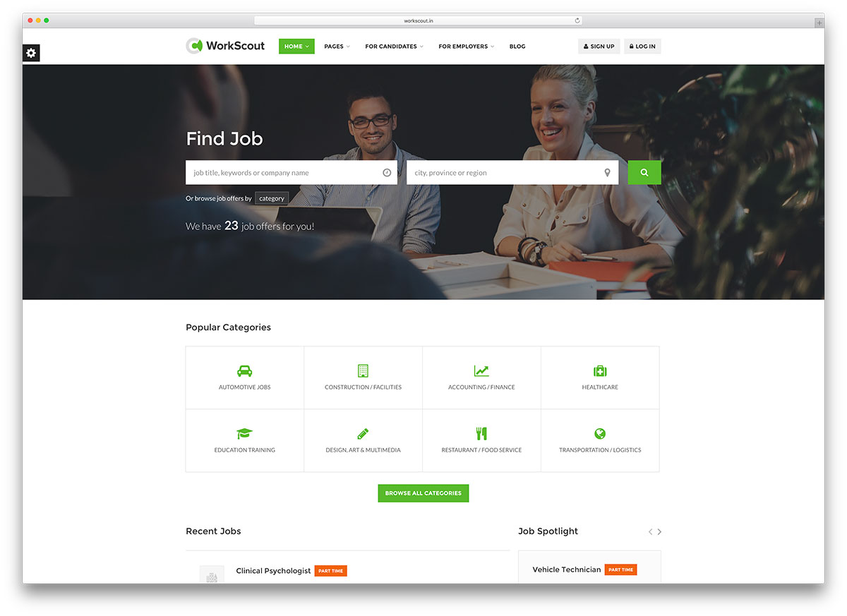 Workscout минимальная доска объявлений тема WordPress