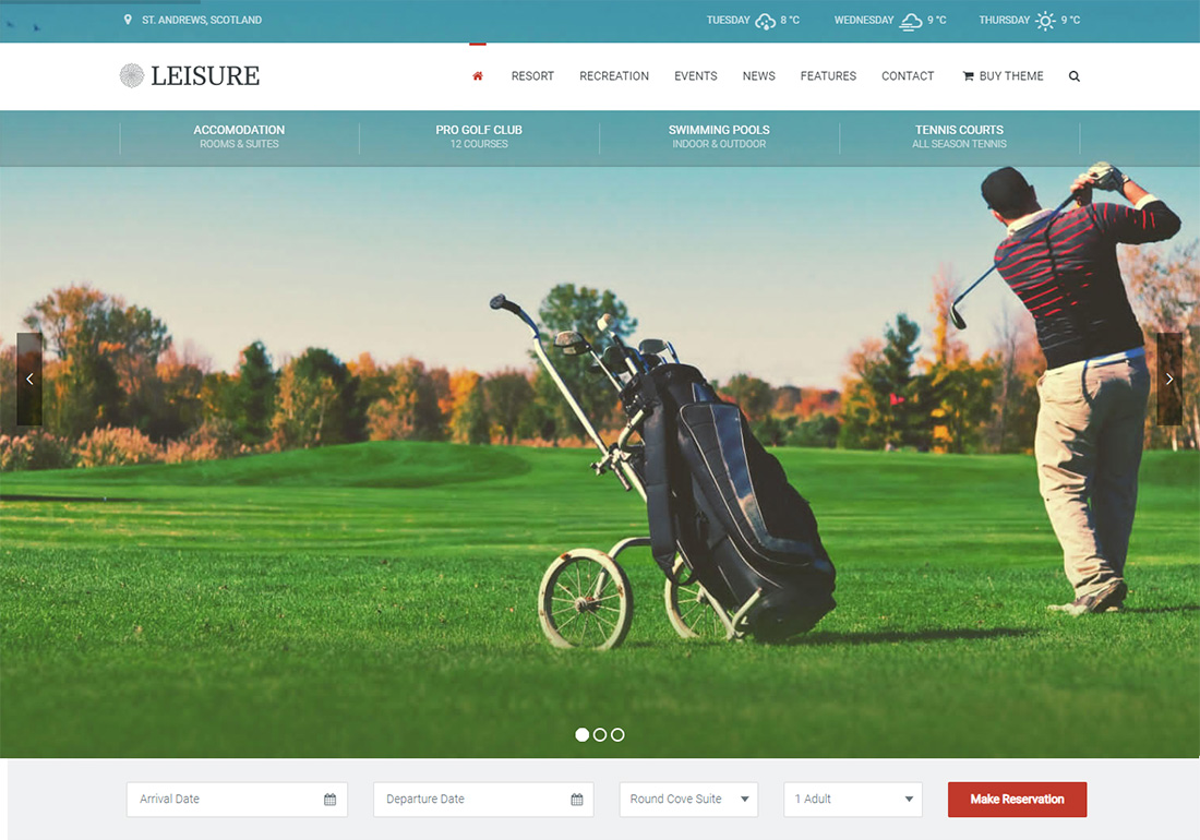 Tema Golf WordPress Kenyamanan Hotel