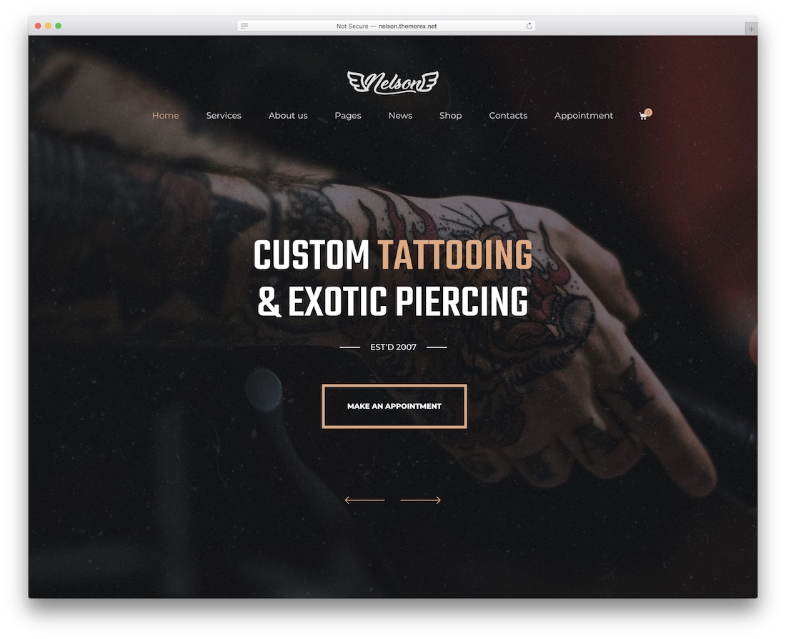 tema salonului de tatuaje nelson wordpress
