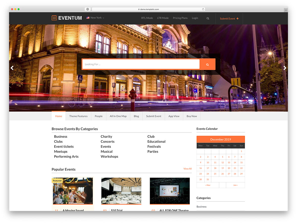 event directory WordPress theme