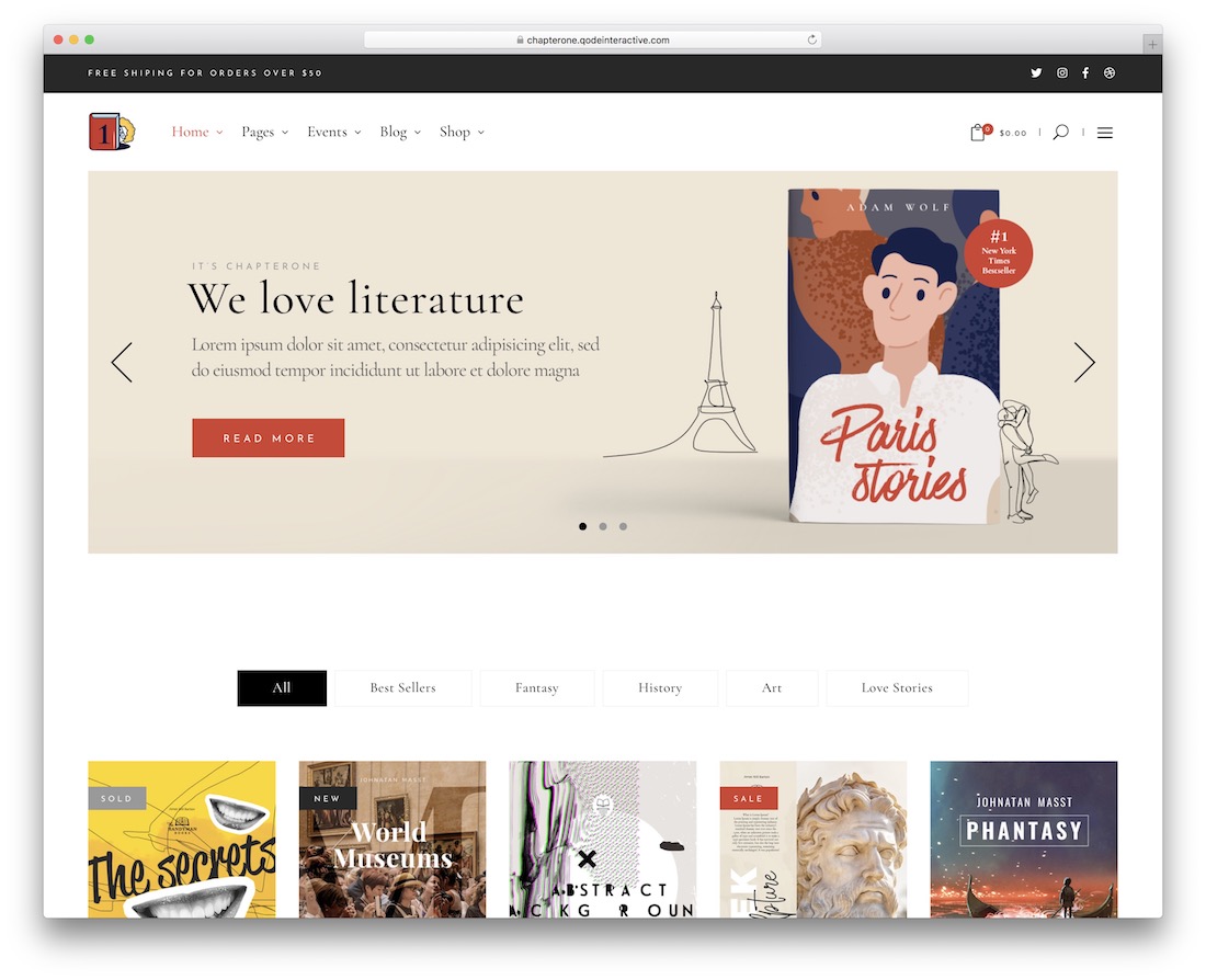 Chapterone wordpress księgarnia motyw