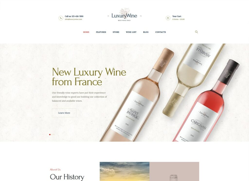 Vino de lujo | Tienda de licores y viñedo Tema de WordPress + Tienda