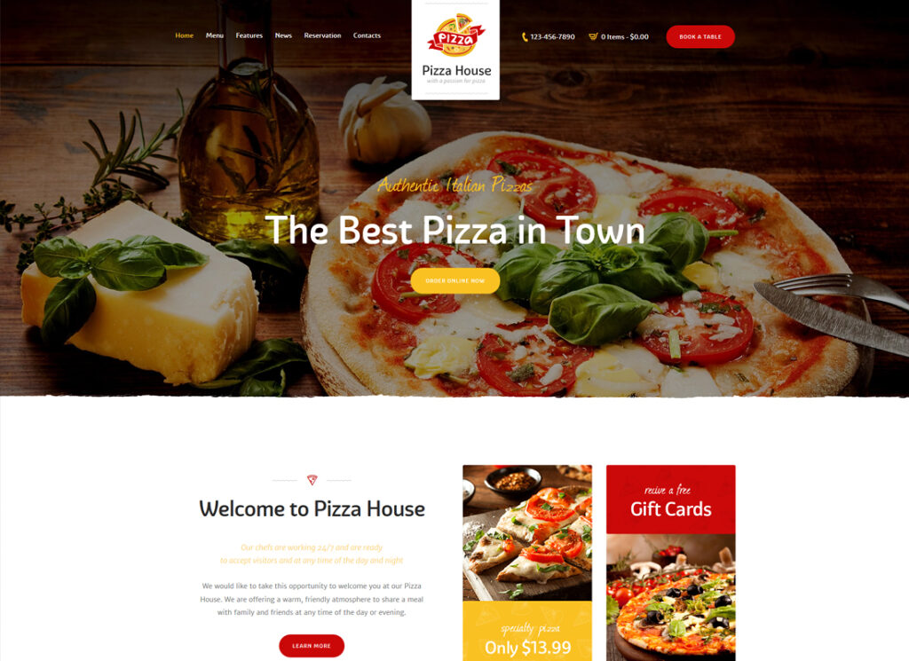 Pizza House | Tema de WordPress para restaurante / cafetería / bistró