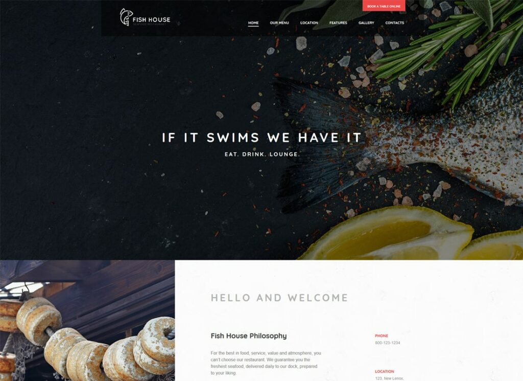 Casa de pescado | Un elegante tema de WordPress para restaurante / cafetería / bar de mariscos