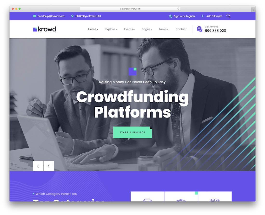 Krwd crowdfunding wordpress motyw
