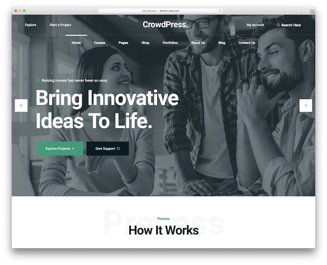 Crowdpress crowdfunding motyw wordpress