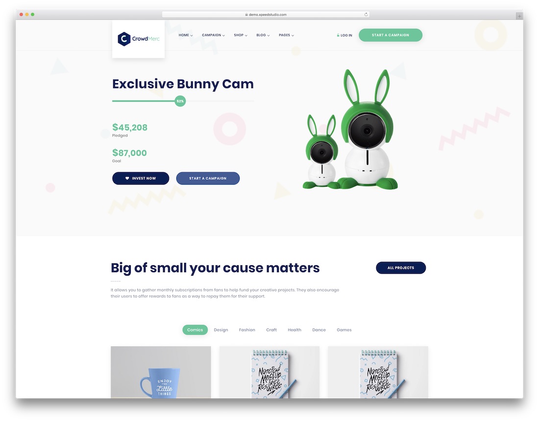 crowdmerc crowdfunding motyw wordpress
