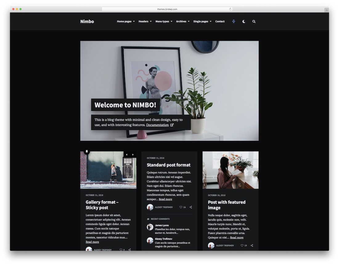 tema de wordpress oscuro nimbo
