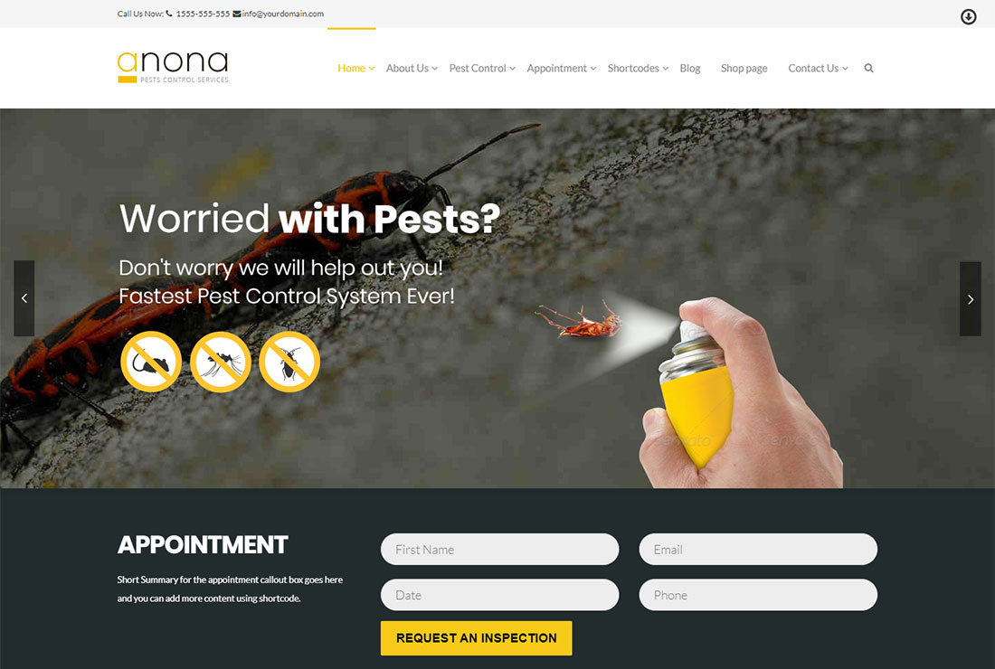 Tema de WordPress de Anona Pest Control