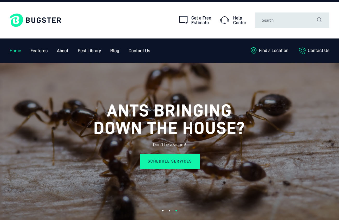Tema de WordPress de Bugster Pest Control