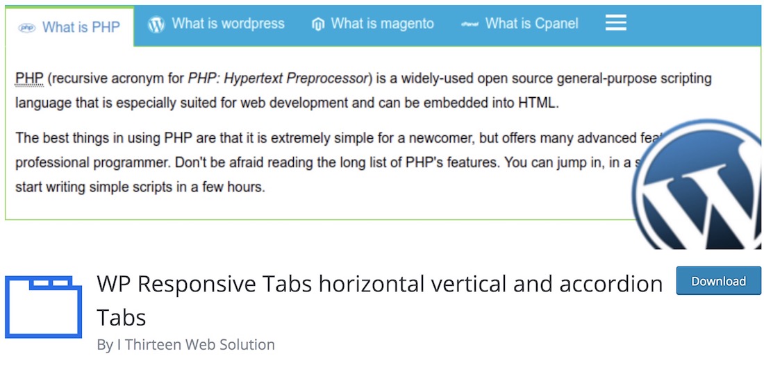 Plugin de wordpress con pestañas verticales horizontales y en acordeón con capacidad de respuesta