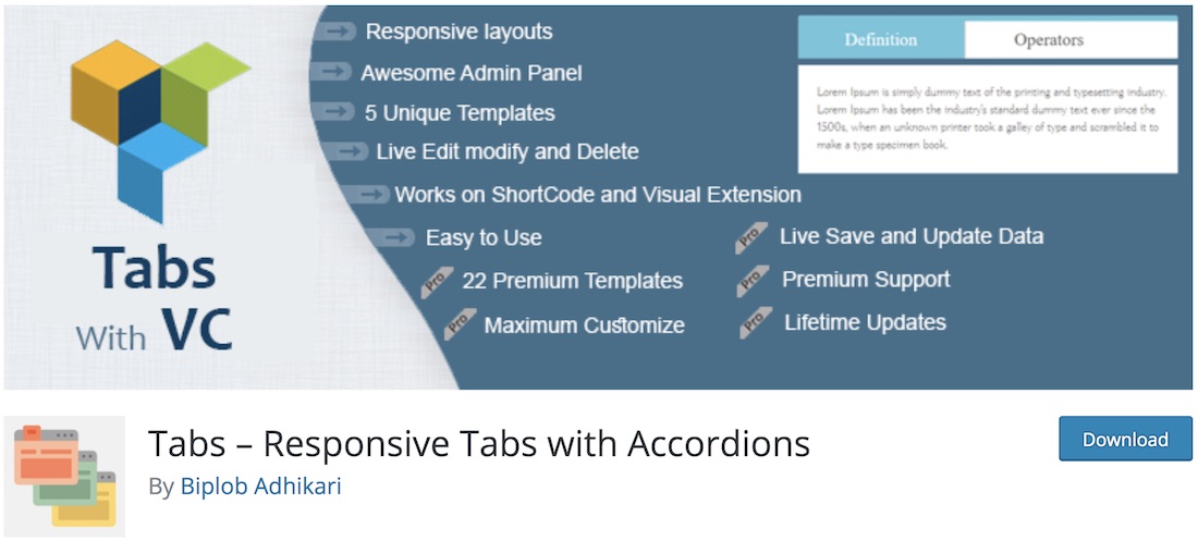 pestañas receptivas con plugin de wordpress acordeones