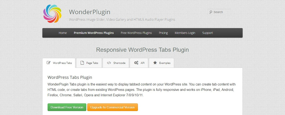 Complemento de pestañas de WordPress receptivo