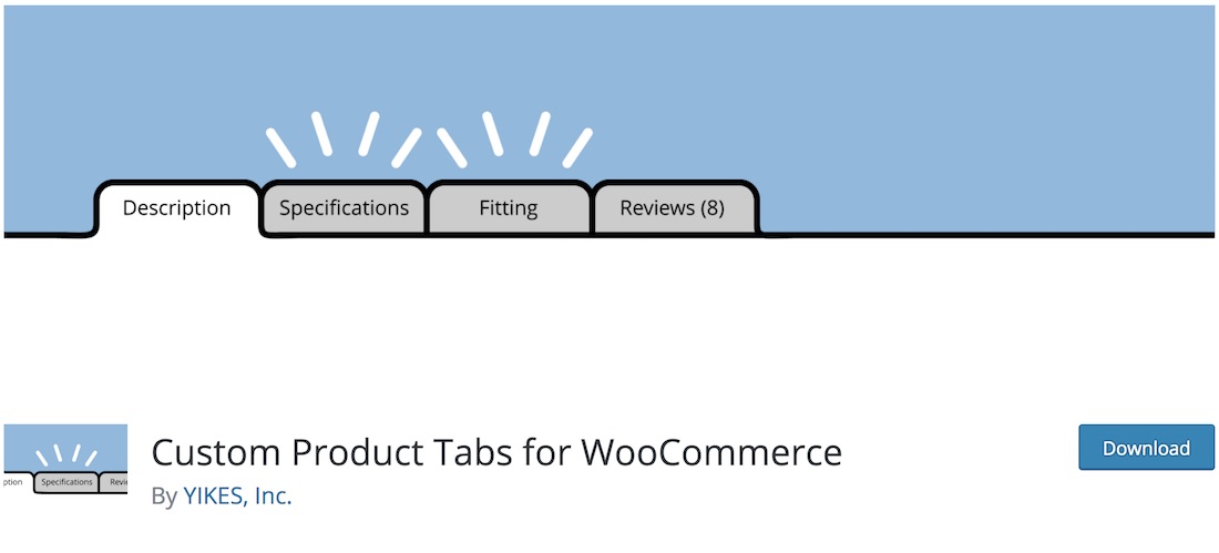 pestañas de productos de woocommerce